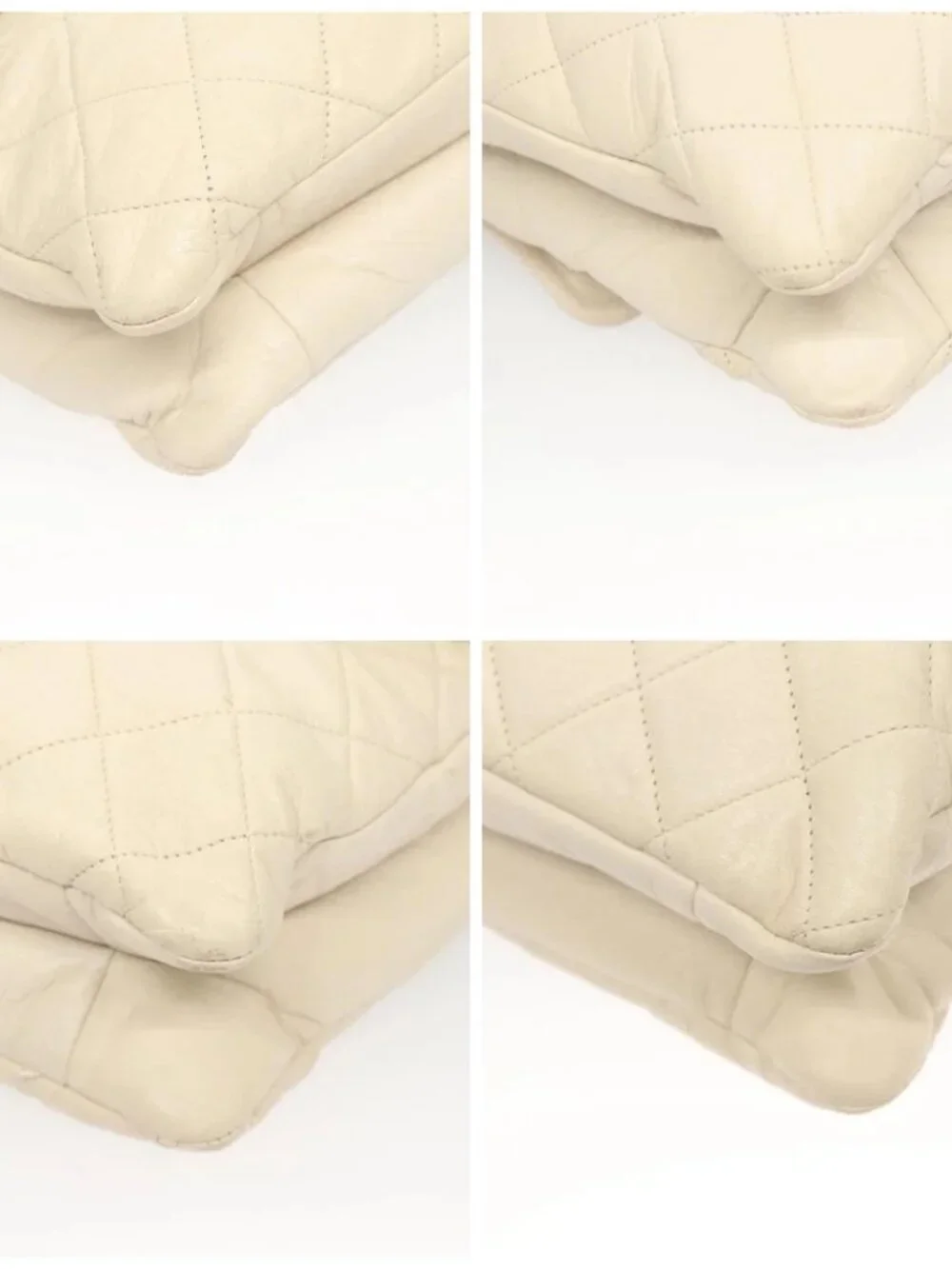CHANEL Matelasse Shoulder Bag Lamb Skin White CC Auth 126364